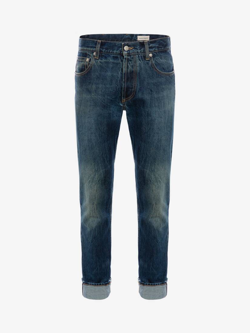 Pantalones Alexander McQueen Signature Selvedge Denim Hombre - Azules Azules - Mexico 016-DJFQEP